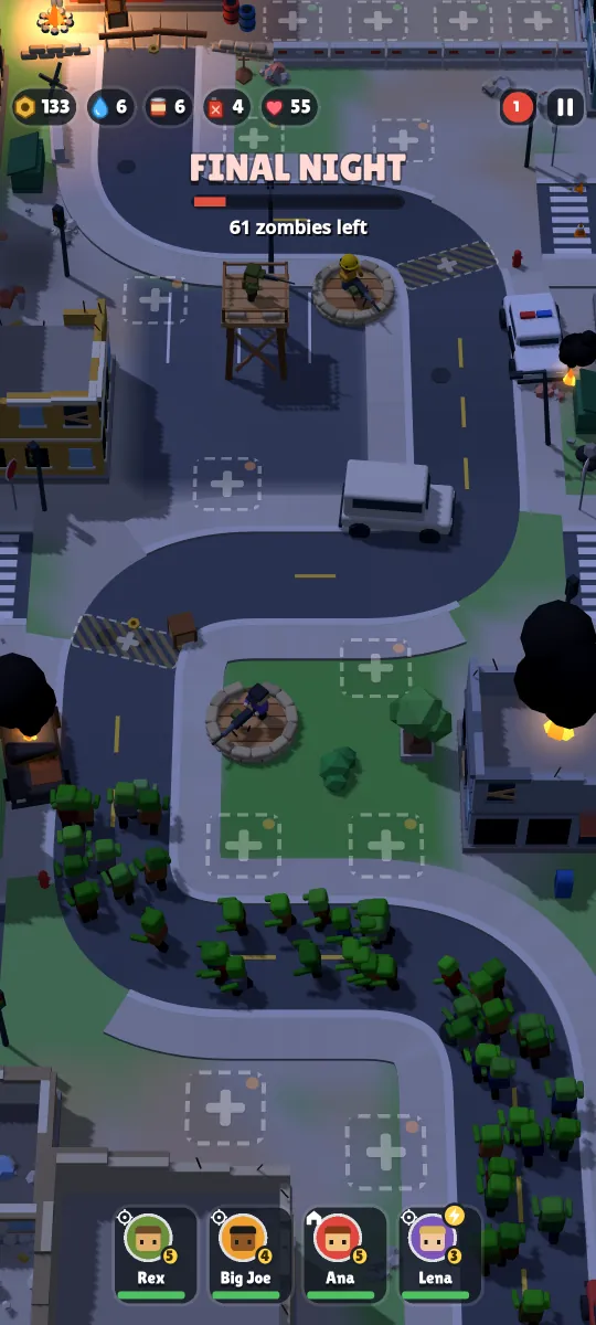 The final night of a mission in Holdout: the horde walks up a ruined street toward a machine-gun nest